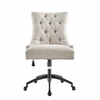 Regent Tufted Fabric Office Chair in Black Beige