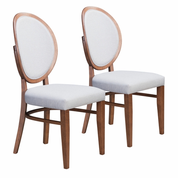 Regents Dining Chair Set of 2 in Walnut & Light Gray