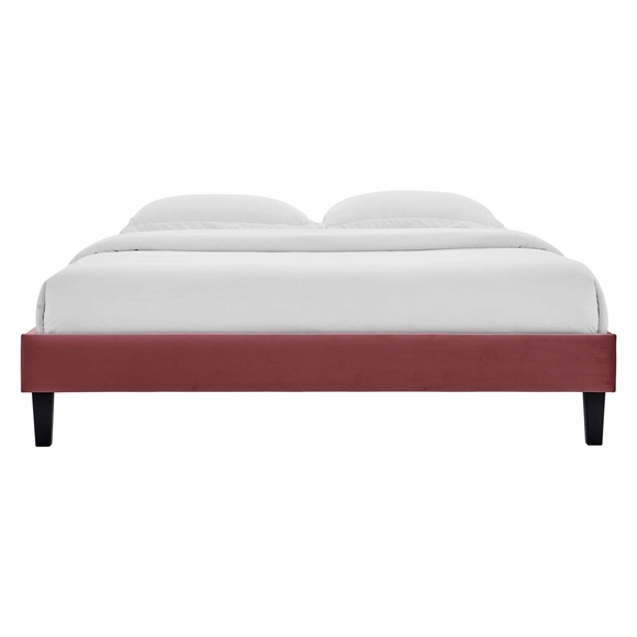Reign Queen Performance Velvet Platform Bed Frame