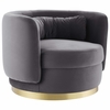 Relish Performance Velvet Performance Velvet Swivel Chair in Gold Gray
