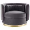 Relish Performance Velvet Performance Velvet Swivel Chair in Gold Gray