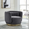 Relish Performance Velvet Performance Velvet Swivel Chair in Gold Gray