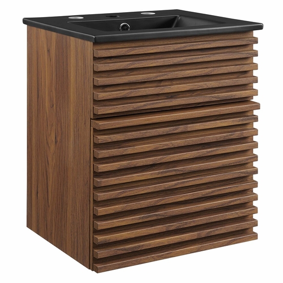 Render 18" Wall-Mount Bathroom Vanity in Walnut Black