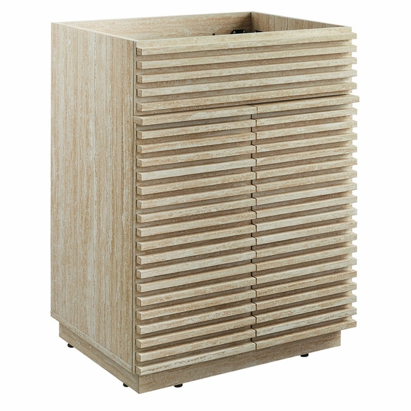 Render 24" Faux Travertine Bathroom Vanity Cabinet (Sink Not Included) in Travertine