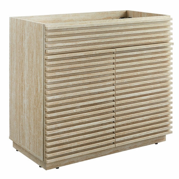 Render 36" Faux Travertine Bathroom Vanity Cabinet (Sink Not Included) in Travertine