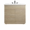 Render 36" Faux Travertine Bathroom Vanity With Sink in White