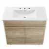 Render 36" Faux Travertine Bathroom Vanity With Sink in White