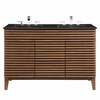 Render 48" Double Sink Bathroom Vanity in Walnut Black