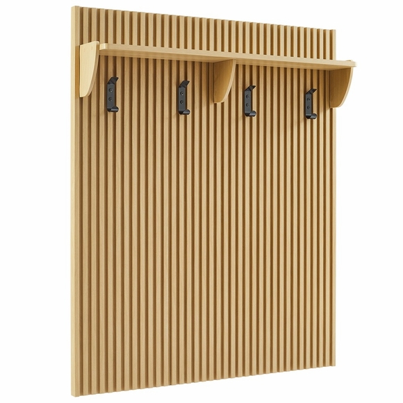 Render Fluted Coat Rack Panel With Shelf