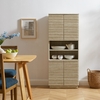 Render Tall Faux Travertine Linen Storage Cabinet in Travertine