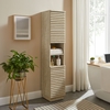Render Tall Narrow Faux Travertine Linen Storage Cabinet in Travertine