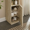 Render Tall Narrow Faux Travertine Linen Storage Cabinet in Travertine