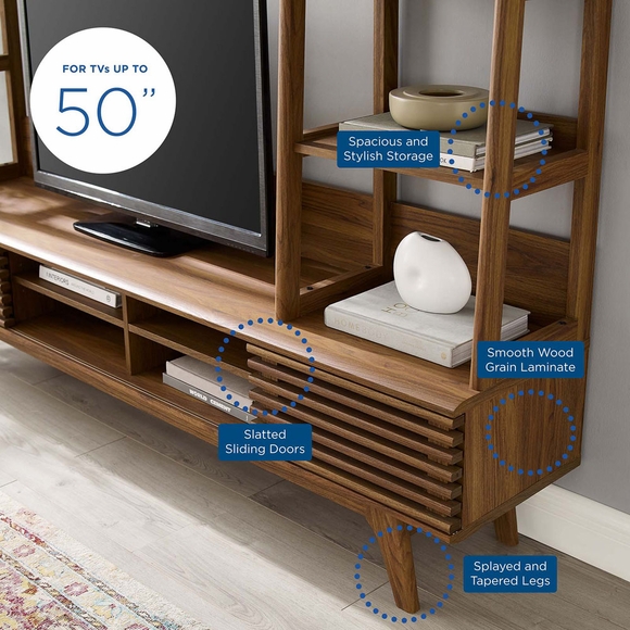 Render TV Stand Entertainment Center in Walnut Modern In Designs