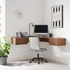 Render Wall Mount Corner Office Desk in Walnut