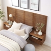 Render Wall Mount Twin Headboard and Modern Nightstands in Walnut