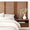 Render Wall Mount Twin Headboard and Modern Nightstands in Walnut