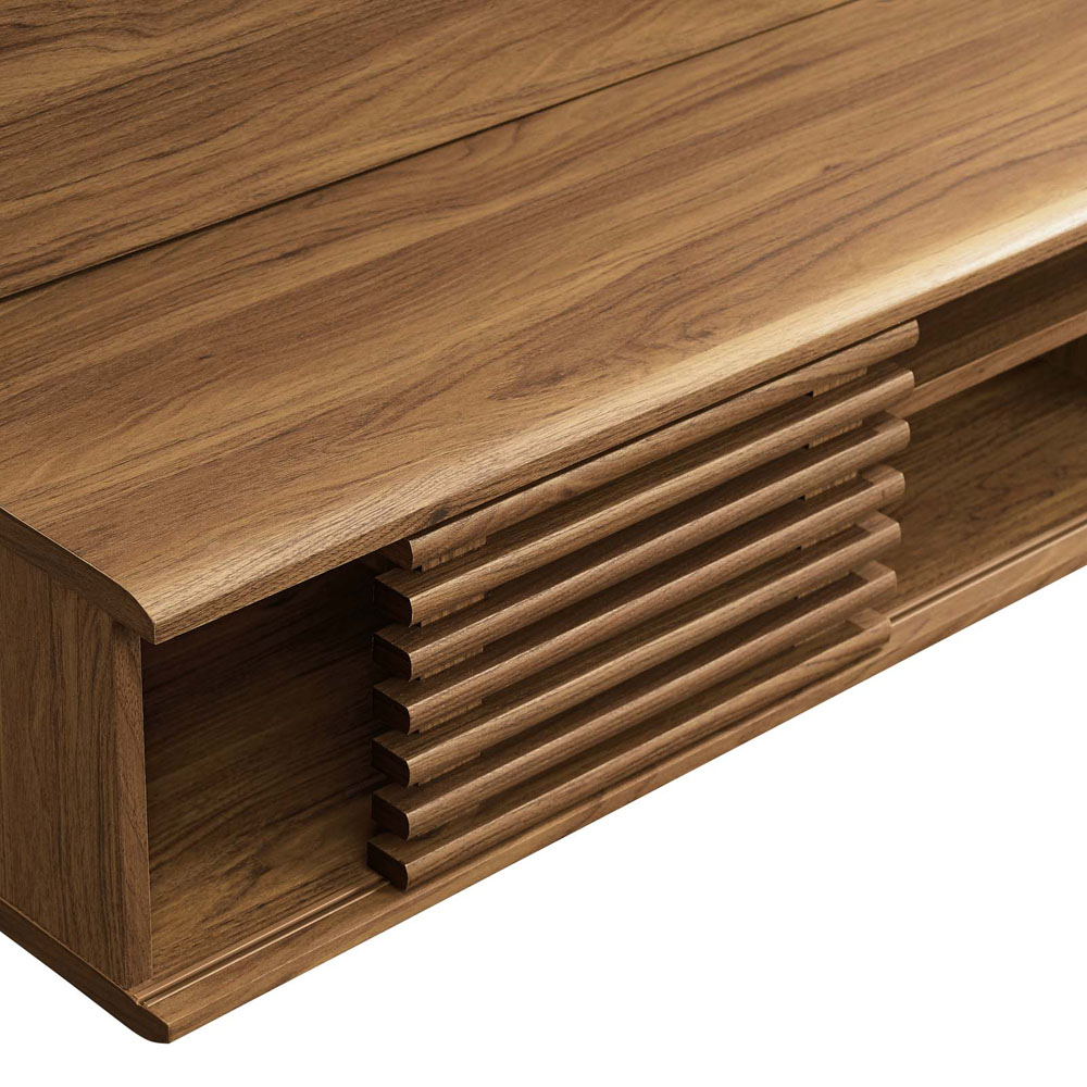 Render Wall Mounted TV Stand Entertainment Center in Walnut Modern In