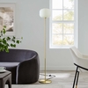 Reprise Glass Sphere Glass and Metal Floor Lamp in White Satin Brass