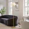 Reprise Glass Sphere Glass and Metal Floor Lamp in White Satin Brass