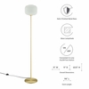 Reprise Glass Sphere Glass and Metal Floor Lamp in White Satin Brass