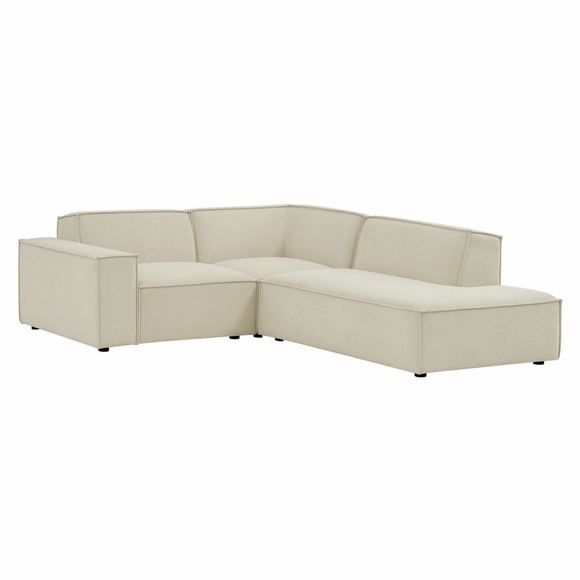 Restore 3-Piece Performance Fabric Upholstered Modular L-Shaped Sectional Sofa