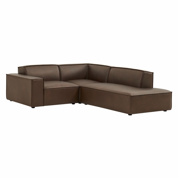 Restore 3-Piece Vegan Leather Modular L-Shaped Sectional Sofa