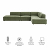 Restore 4-Piece Performance Fabric Upholstered Modular L-Shaped Armless Sectional Sofa