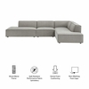 Restore 4-Piece Performance Fabric Upholstered Modular L-Shaped Armless Sectional Sofa