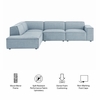 Restore 4-Piece Performance Fabric Upholstered Modular L-Shaped Sofa