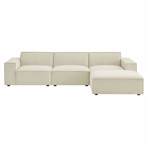 Restore 4-Piece Performance Fabric Upholstered Modular Sofa Set with Ottoman