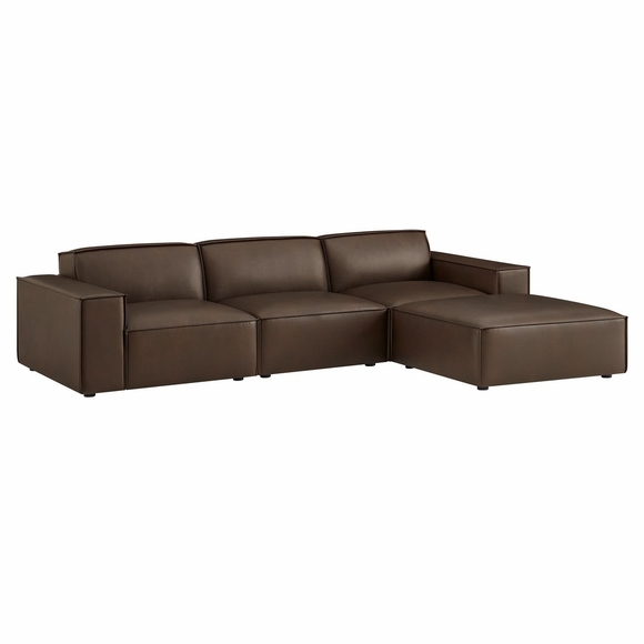 Restore 4-Piece Vegan Leather Modular Sofa Set with Ottoman