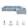 Restore 5-Piece Performance Fabric Upholstered Modular L-Shaped Sofa