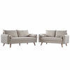 Revive Upholstered Fabric Sofa and Loveseat Set in Beige