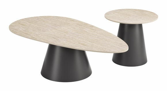 Reyes Coffee Table Set 2-Piece in Natural & Black