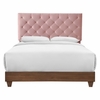 Rhiannon Diamond Tufted Upholstered Performance Velvet Queen Bed in Walnut Dusty Rose