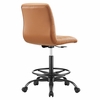 Ripple Armless Vegan Leather Drafting Chair in Black Tan