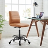 Ripple Armless Vegan Leather Drafting Chair in Black Tan