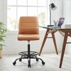 Ripple Armless Vegan Leather Drafting Chair in Black Tan