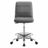 Ripple Armless Vegan Leather Drafting Chair-MID-4980 in Silver Gray
