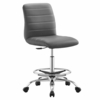 Ripple Armless Vegan Leather Drafting Chair-MID-4980 in Silver Gray