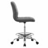 Ripple Armless Vegan Leather Drafting Chair-MID-4980 in Silver Gray