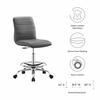 Ripple Armless Vegan Leather Drafting Chair-MID-4980 in Silver Gray