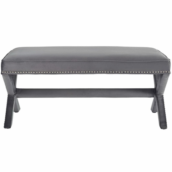 Rivet Upholstered Velvet Bench