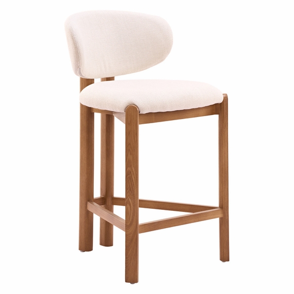 Rosetta Counter Stool - Set of 2 in Beige & Walnut