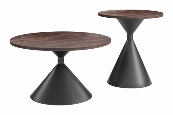 Rosk Coffee Table Set 2-Piece in Walnut & Black