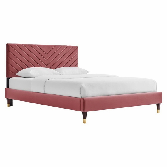 Roxanne Performance Velvet Queen Platform Bed-MOD-6286