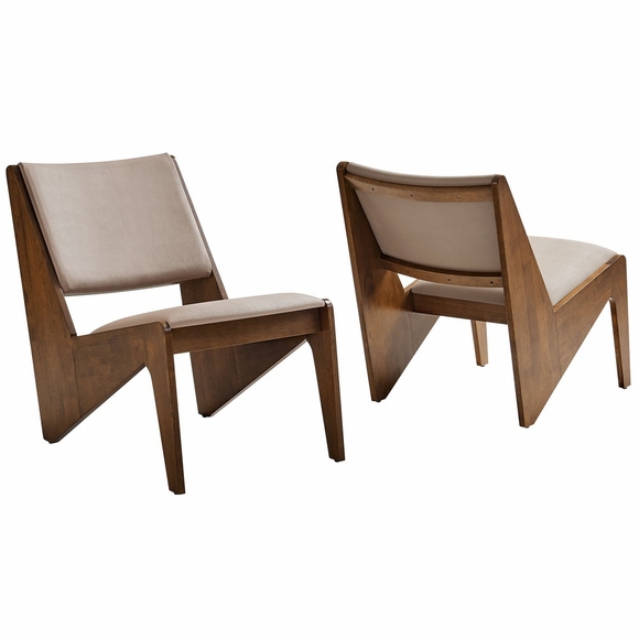 Rylina Vegan Leather Accent Chairs Set of 2