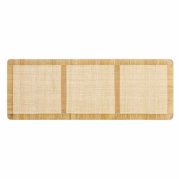 Sandy Wall Mounted Wood and Rattan Full Size Headboard in Natural Rattan