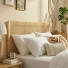 Sandy Wall Mounted Wood and Rattan King Size Headboard in Natural Rattan