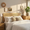 Sandy Wall Mounted Wood and Rattan Queen Size Headboard in Natural Rattan
